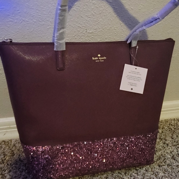 Kate Spade Cherrywood Greta Court Glitter Tote Bag - Picture 3 of 4